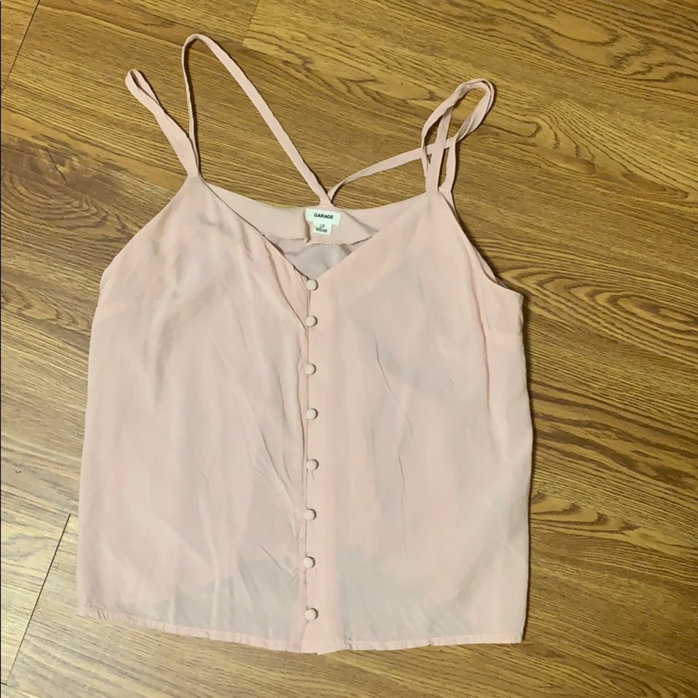 Garage Light Pink Button Up Silk Tank